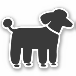 Adesivo Vinheta de vinil para cães de Poodle Preto
