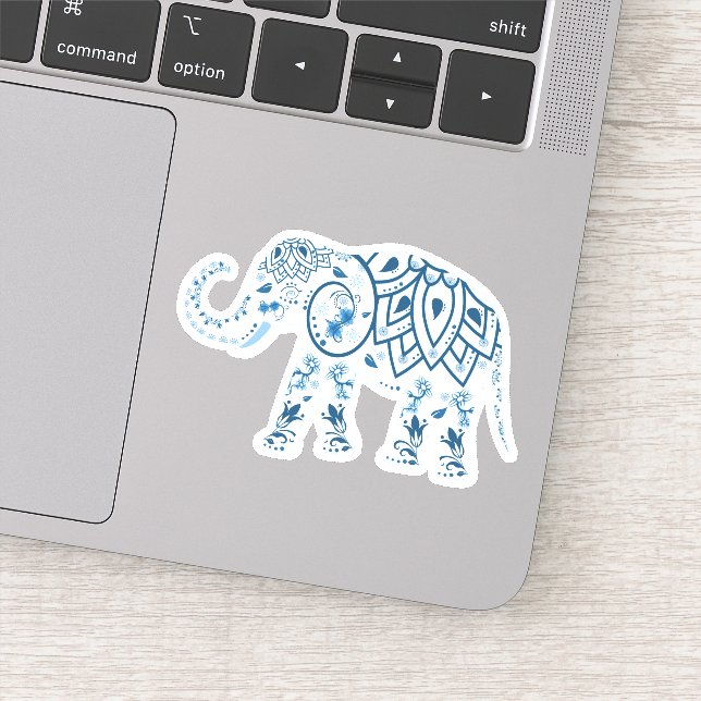 Adesivo Vinheta de Vinil Personalizado de Elefante Azul (Detalhe)