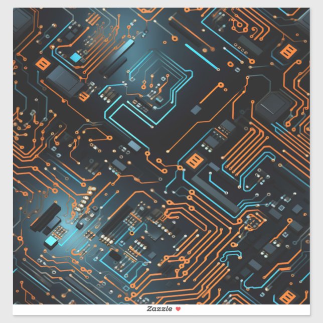 Adesivo Vinheta de vinilo com circuito eletrônico (Folha)