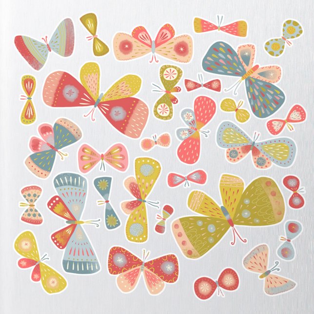 Adesivo Vinheta de vinilo com corte personalizado colorido (Fun colorful butterfly stickers)