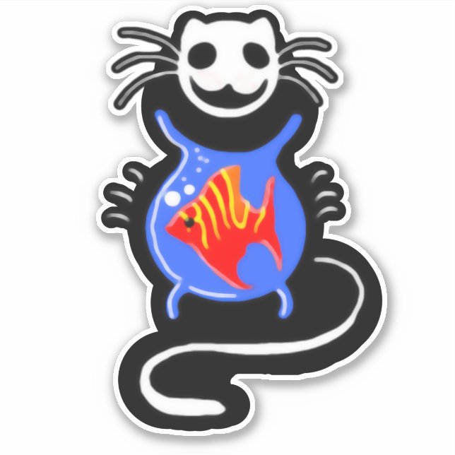 Adesivo Vinheta de Vinilo com Corte Personalizado de Gato  (Frente)