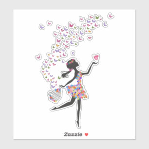 Adesivo Vinheta de vinilo cortada - Garota borboleta