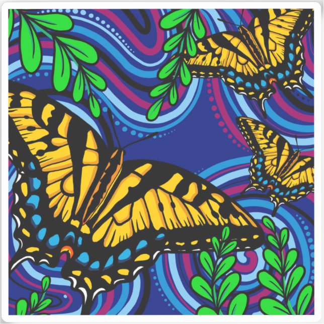 Adesivo Vinheta de vinilo de borboleta amarela (Frente)