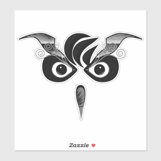 Adesivo Vinheta de Vinilo de Coruja Preta Personalizada. (Folha)