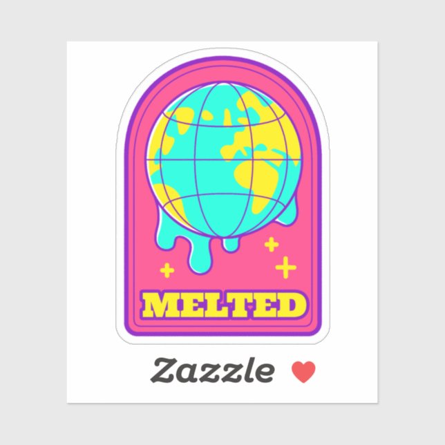 Adesivo Vinheta de vinilo derretido na Terra (Folha)