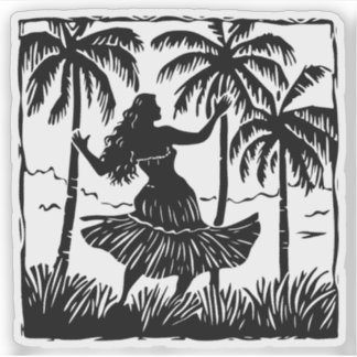 Adesivo vinheta de vinilo Hula Dancer