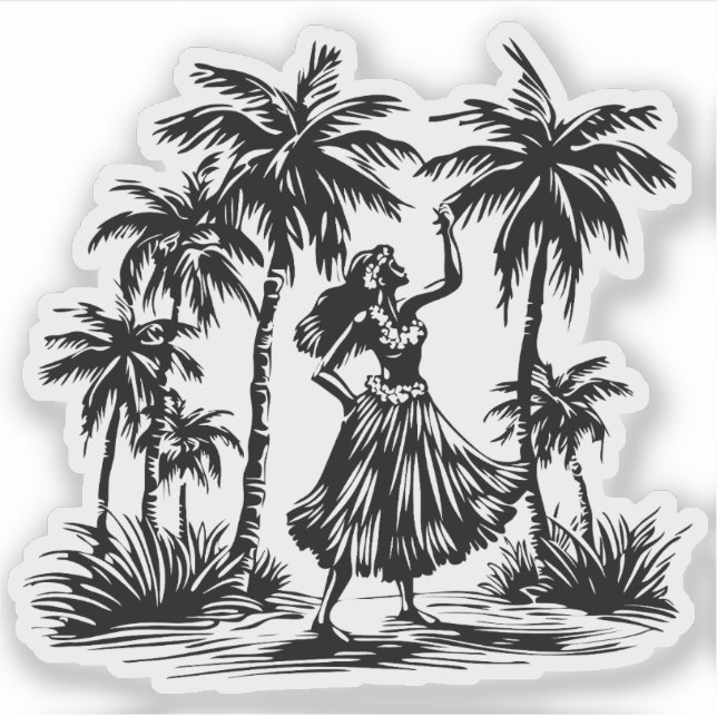 Adesivo vinheta de vinilo Hula Dancer (Frente)