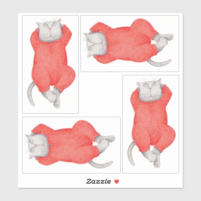 Adesivo Vinheta de vinilo RED LONG JOHNS CAT 8"X8" (Folha)