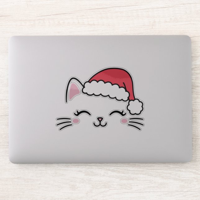 Adesivo Vinheta de vinilo transparente para gatos de Natal (Computador)
