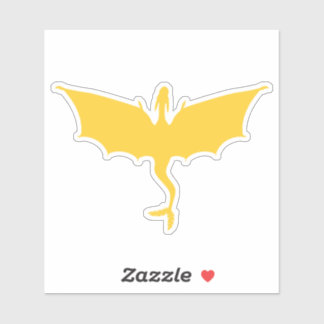 Adesivo vinheta do dragão ouro amarelo-penas