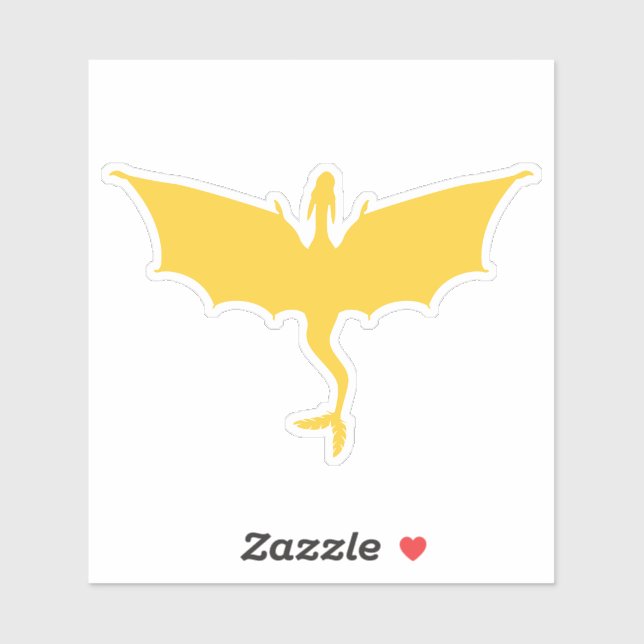 Adesivo vinheta do dragão ouro amarelo-penas (Folha)