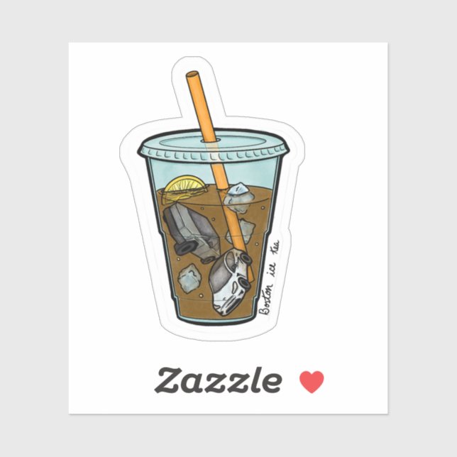 Adesivo Vinheta do Tea Party de Gelo de Boston (Folha)