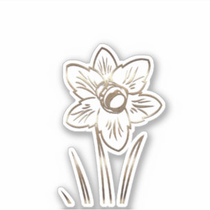 Adesivo Vinheta Dourada Narciso Flor