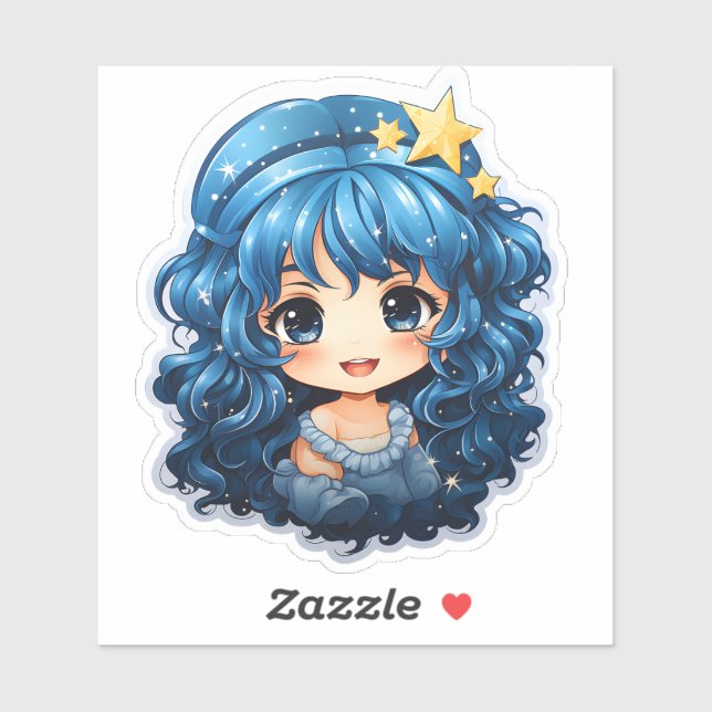 Adesivo Vinheta festiva azul-natalina alegre (Folha)