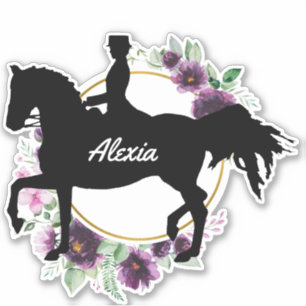 Adesivo Vinheta Floral de Nome de Cavalo de Dressagem Pers