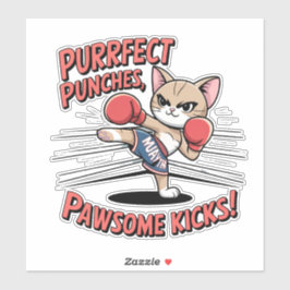 Adesivo Vinheta Gato de Animação Gota Bestial de Muay Thai