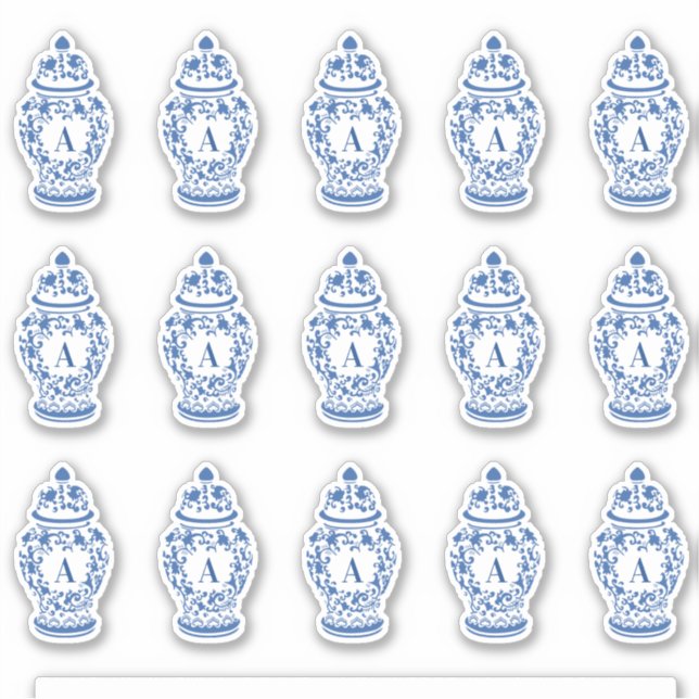 Adesivo Vinheta GingerJar Monograma Chinoiserie (Frente)