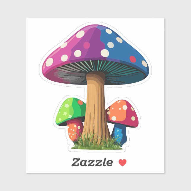 Adesivo Vinheta Magic Mushroom Colorida (Folha)