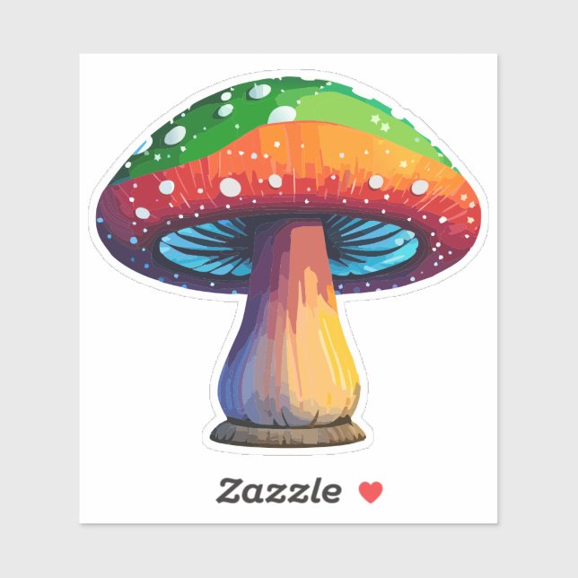 Adesivo Vinheta Magic Mushroom Colorida (Folha)