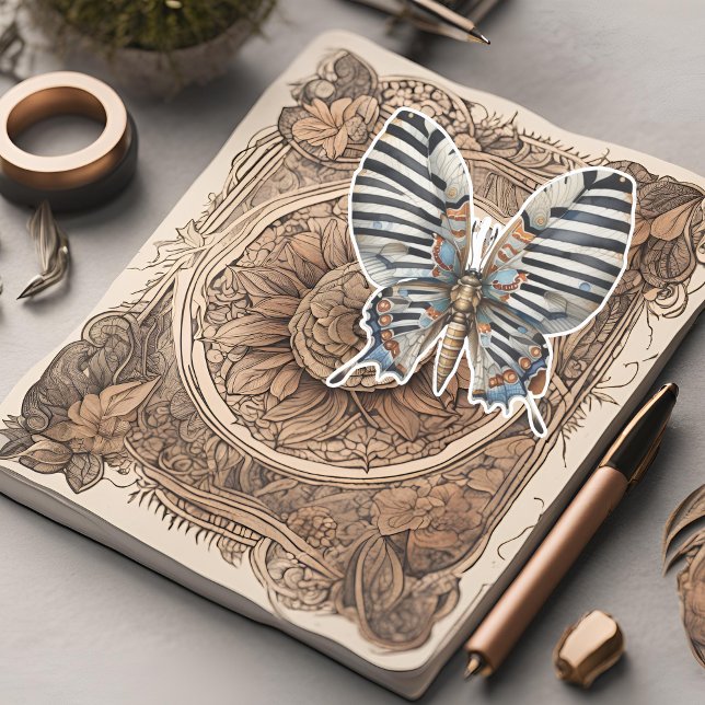 Adesivo Vinheta-mariposa com risca colorida (Criador carregado)