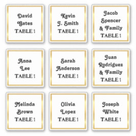 Adesivo Vinheta Número da Tabela de Casamento de Nomes de 