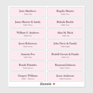 Adesivo Vinheta Número da Tabela Nomes de Convidado do Car