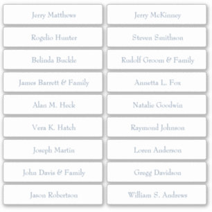 Adesivo Vinheta Número da Tabela Nomes de Convidado do Car