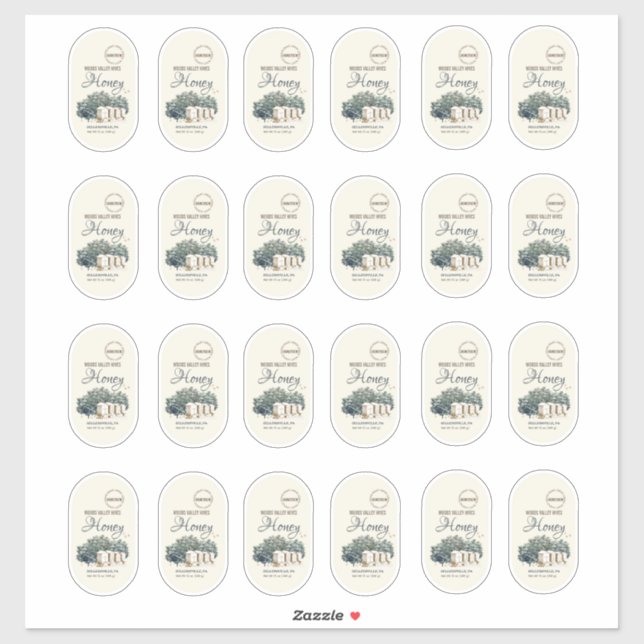 Adesivo Vinheta Oval Personalizada Cilindro de mel de 12 o (Folha)