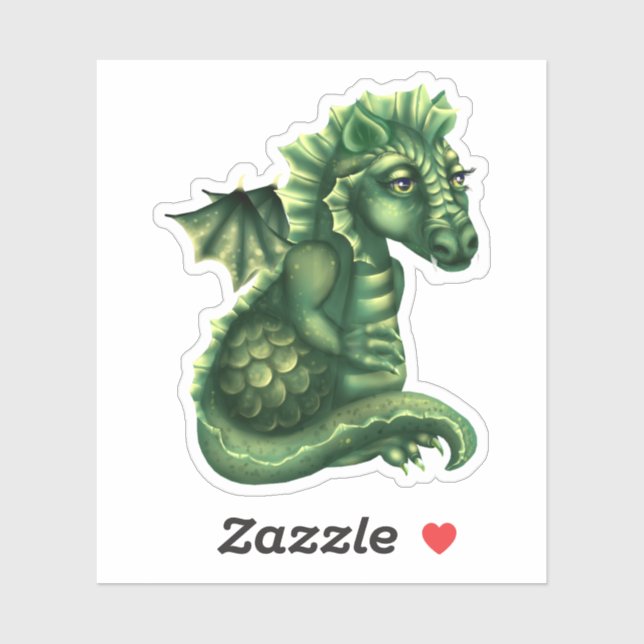 Adesivo Vinheta personalizada de vinil do dragão (Folha)