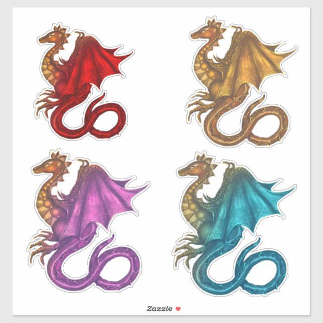 Adesivo Vinheta personalizada de vinil do dragão (Folha)