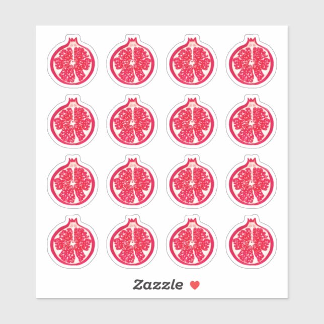 Adesivo Vinheta pintada por Fruta de romã (Folha)