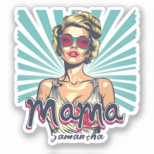 Adesivo Vinheta Pop de Arte da Mamã Retro Personalizada (7