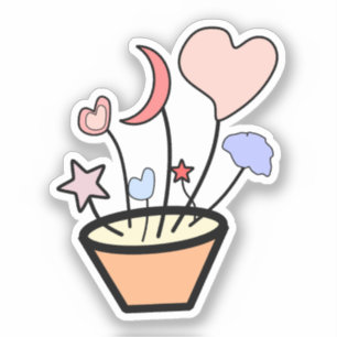 Adesivo Vinheta-Pote de vinil da planta natural