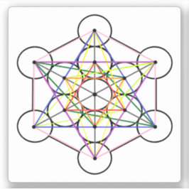 Adesivo Vinheta quadrada do Cubo Metatron de 3 polegadas