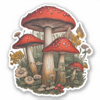 Adesivo Vinheta Red Mushroom