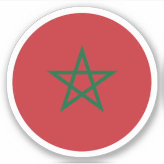 Adesivo Vinheta-redonda com bandeira marroquina