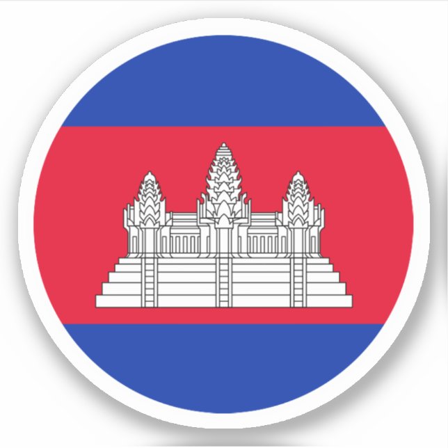 Adesivo Vinheta Redonda de Sinalizador do Camboja (Frente)