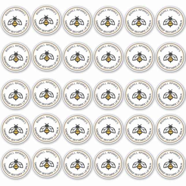 Adesivo Vinheta Redonda Lip Balm 32" Abelha (Frente)