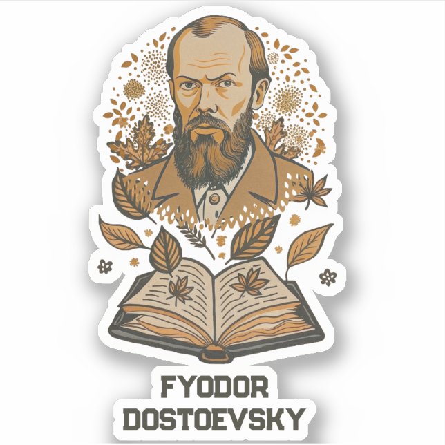 Adesivo Vinheta-retrato de Fyodor Dostoevsky (Frente)