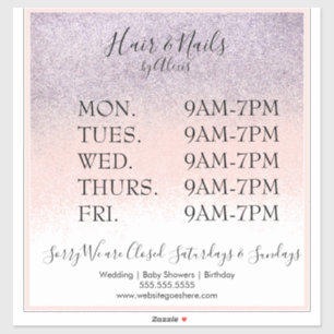 Adesivo Vinheta-sinal comercial de salão roxo brilhante