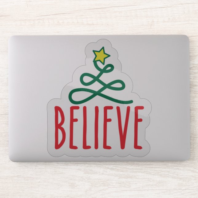 Adesivo Vinheta transparente "Acredite" de Natal (Computador)
