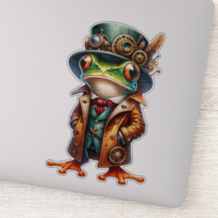 Adesivo Vinheta transparente do Sapo Steampunk