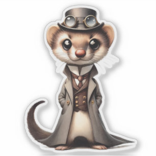 Adesivo Vinheta Transparente Ferret Steampunk