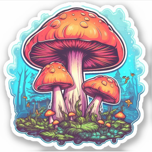 Adesivo Vinheta Trippy Mushroom: Uma Delícia Psicodélica (Frente)