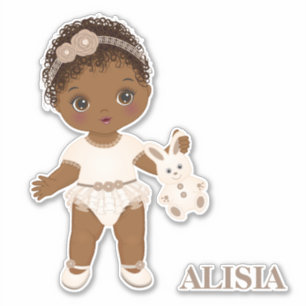 Adesivo Vinheta Vinil Boho Baby Girl Afro-Americana