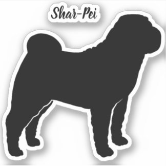 Adesivo Vinheta-vinil de cão-de-silhueta chinês Shar-Pei