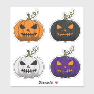 Adesivo Vinhetas de abóbora do Halloween de 4PC - Multicol