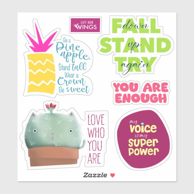 Adesivo Vinhetas de Afirmação de Vinilo com Corte Personal (Folha)