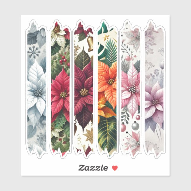 Adesivo Vinhetas de Banda de Lavagem de Natal Poinsettia (Folha)