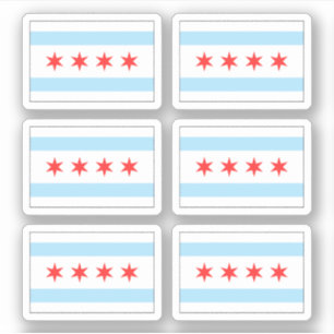 Adesivo Vinhetas de bandeira de Chicago, conjunto de seis
